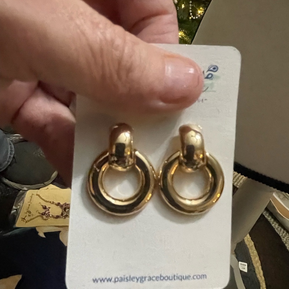 Gold post earrings brand new